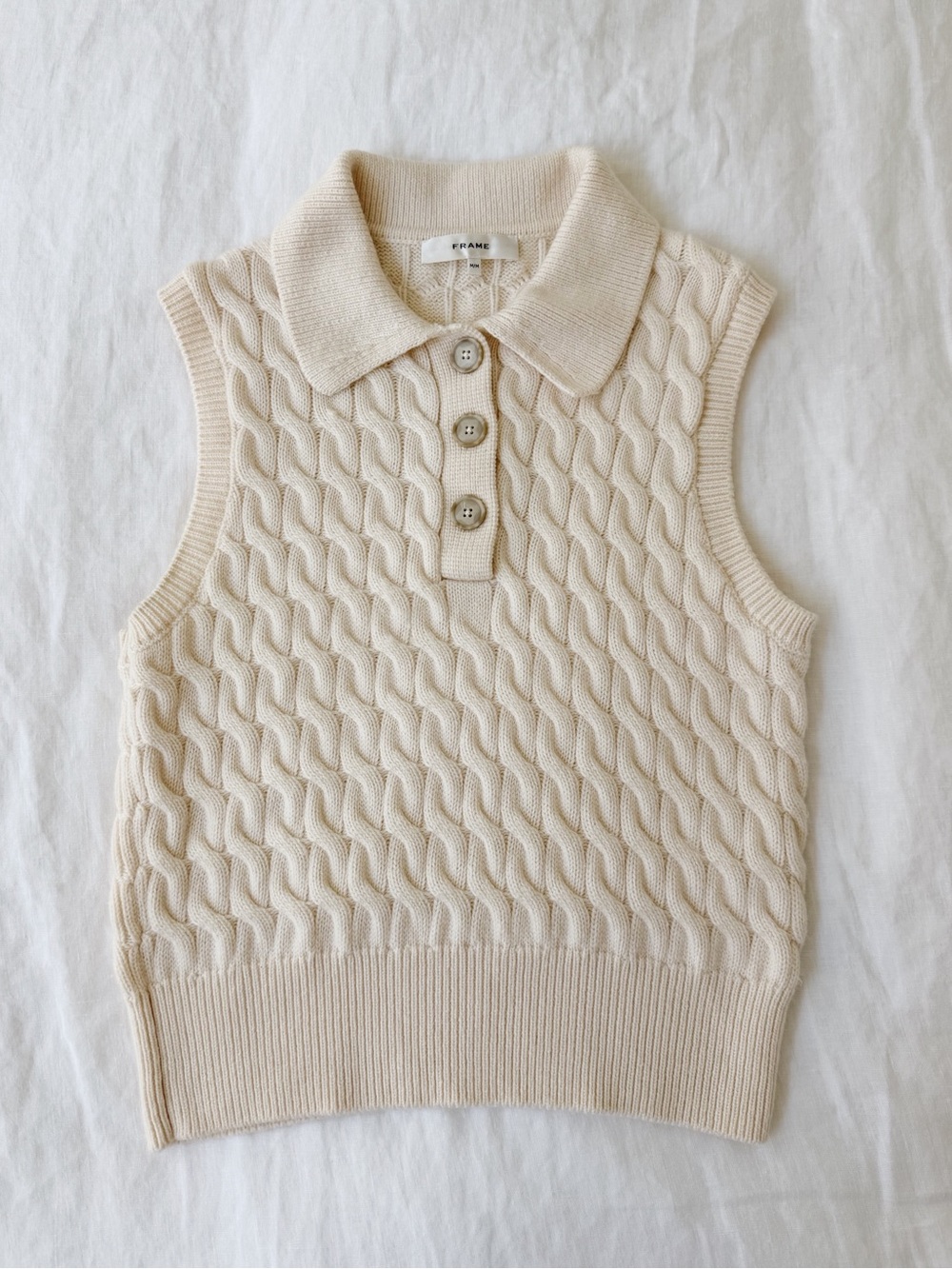 Frame Cable Polo Wool Sweater Vest